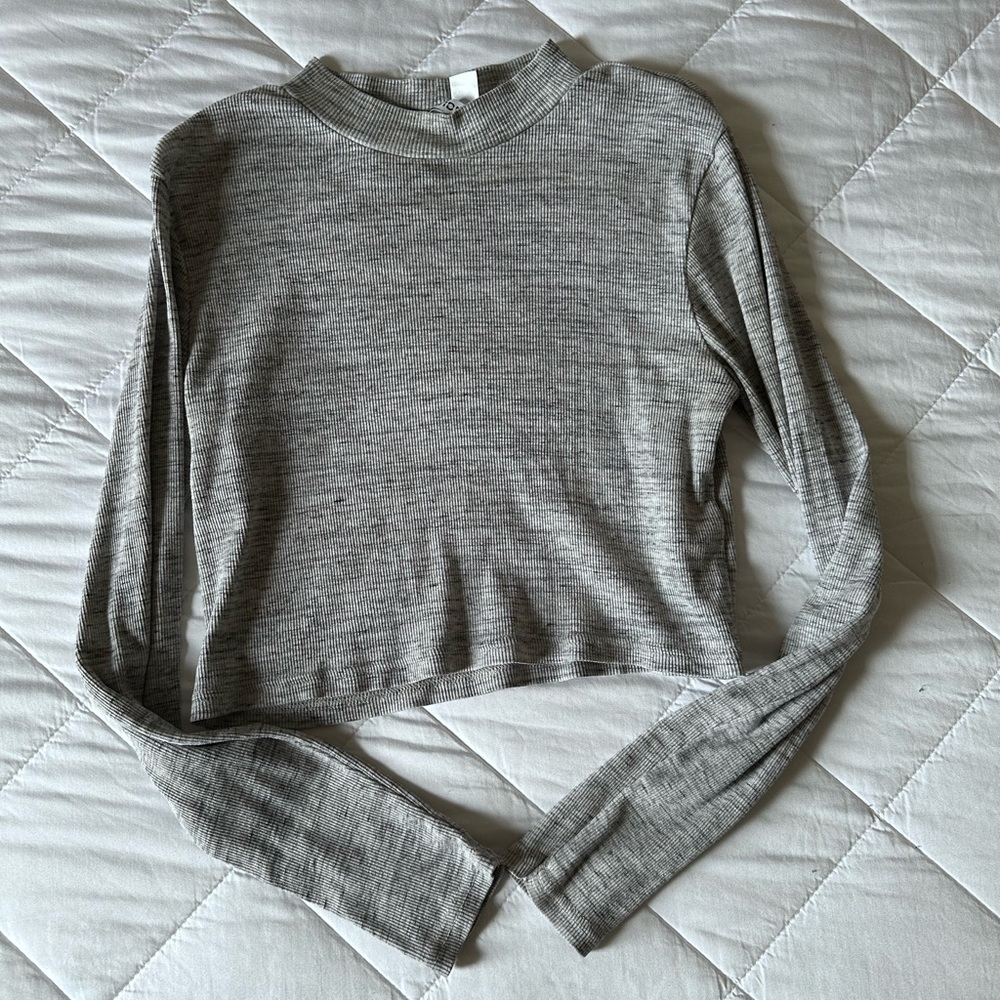 ~H&M Light Gray Long-Sleeve Crop Top Size Large~
